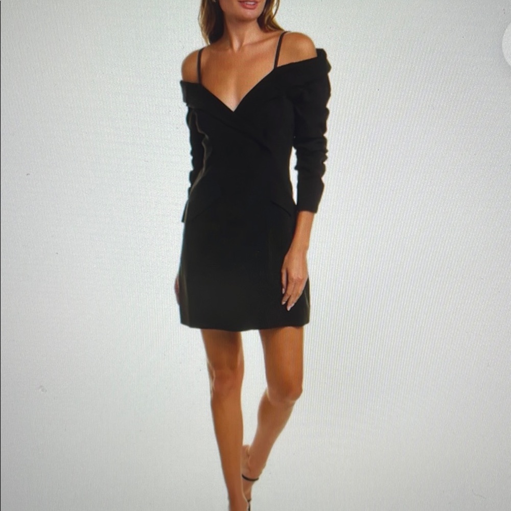 Cinq a Sept Simona Tailored Mini Dress Black Off-Shoulder size 8